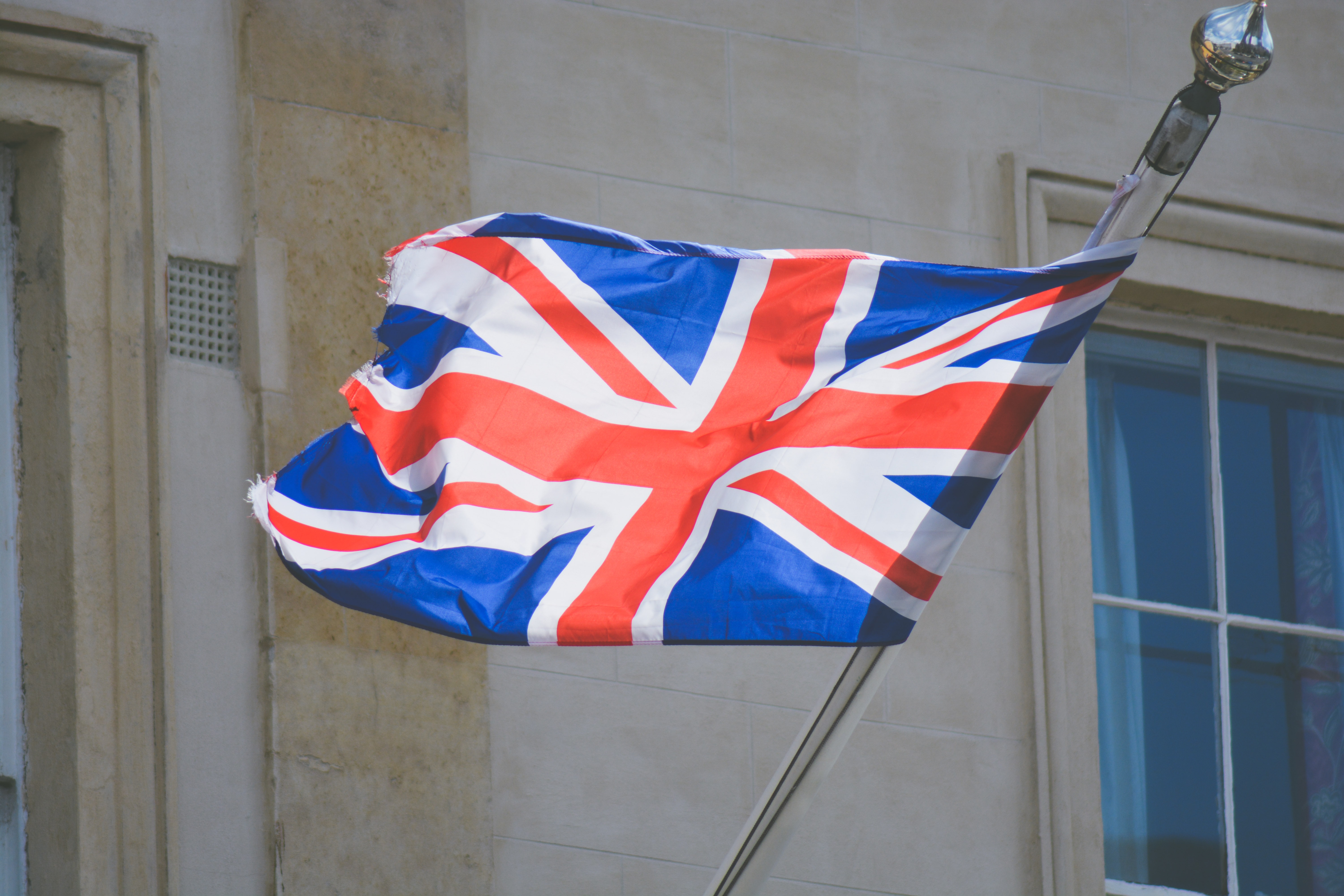 The UK flag waving in the wind